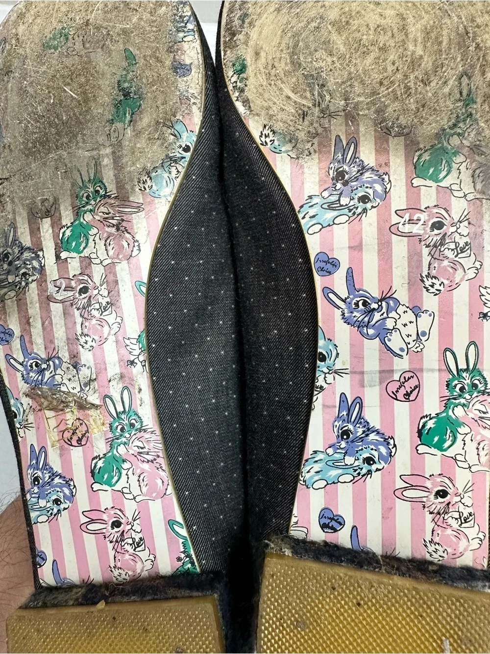 Irregular Choice Black Bigwig Rabbit Embroidered Flat Shoes Size EU 42 - US 11